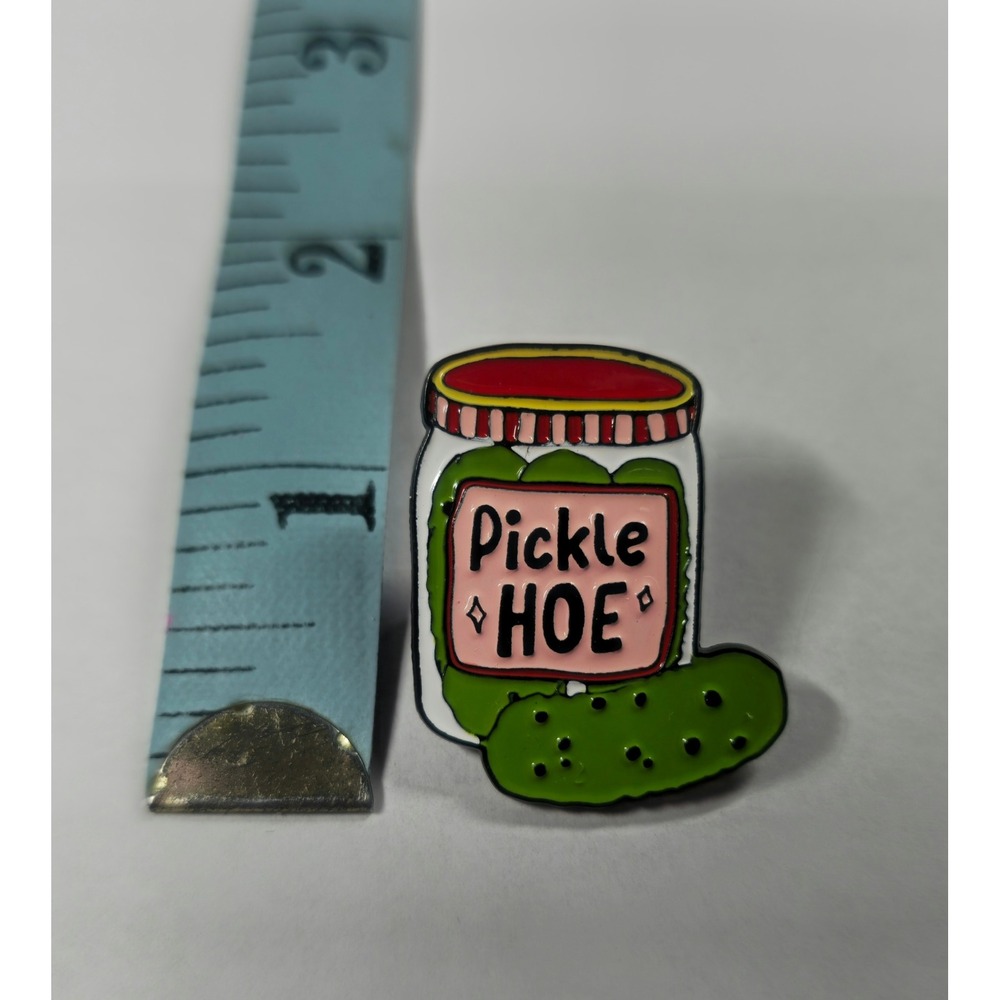 Pickle H♡E Funny Enamel Pin Humorous Jar Lapel Pin Green Pink NWT - Picture 6 of 7